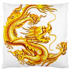 Chinese Dragon Golden Large Cushion Case (one Side) by Sudhe