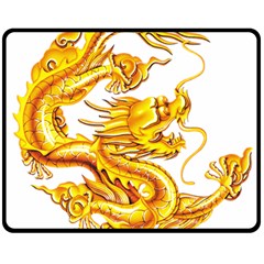 Chinese Dragon Golden Double Sided Fleece Blanket (medium)  by Sudhe