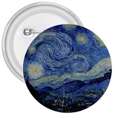 The Starry Night Starry Night Over The Rhne Pain 3  Buttons by Sudhe