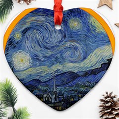 The Starry Night Starry Night Over The Rhne Pain Ornament (heart) by Sudhe