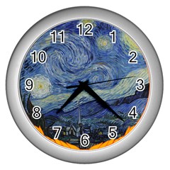 The Starry Night Starry Night Over The Rhne Pain Wall Clock (silver) by Sudhe