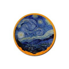 The Starry Night Starry Night Over The Rhne Pain Rubber Round Coaster (4 Pack)  by Sudhe