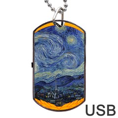 The Starry Night Starry Night Over The Rhne Pain Dog Tag Usb Flash (two Sides) by Sudhe