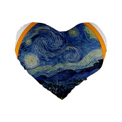 The Starry Night Starry Night Over The Rhne Pain Standard 16  Premium Flano Heart Shape Cushions by Sudhe