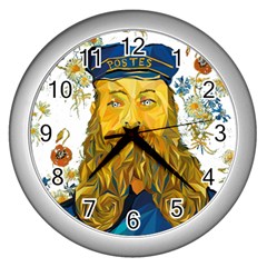 Vincent Van Gogh Cartoon Beard Illustration Bearde Wall Clock (silver) by Sudhe