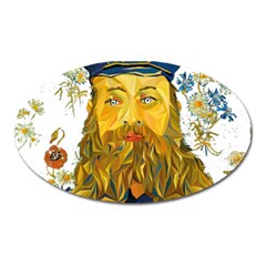 Vincent Van Gogh Cartoon Beard Illustration Bearde Oval Magnet by Sudhe