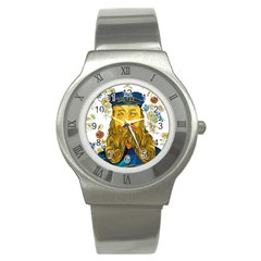 Vincent Van Gogh Cartoon Beard Illustration Bearde Stainless Steel Watch by Sudhe