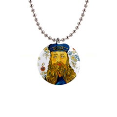 Vincent Van Gogh Cartoon Beard Illustration Bearde 1  Button Necklace by Sudhe