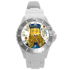 Vincent Van Gogh Cartoon Beard Illustration Bearde Round Plastic Sport Watch (l) by Sudhe