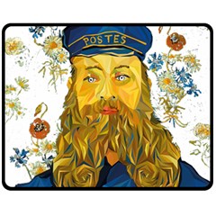 Vincent Van Gogh Cartoon Beard Illustration Bearde Double Sided Fleece Blanket (medium)  by Sudhe