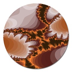 Fractal Pattern Shades Of Brown Magnet 5  (round) by Pakrebo