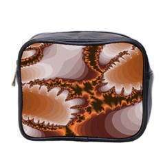 Fractal Pattern Shades Of Brown Mini Toiletries Bag (two Sides) by Pakrebo