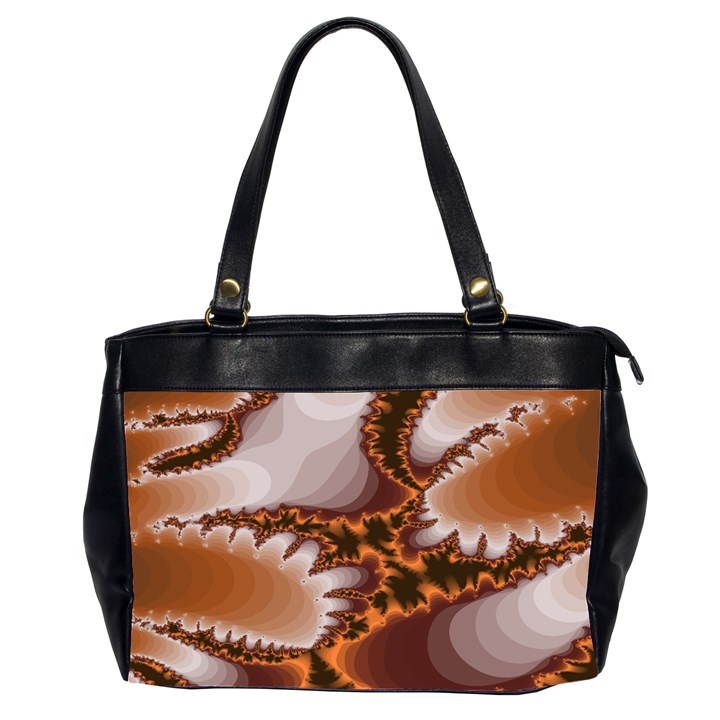 Fractal Pattern Shades Of Brown Oversize Office Handbag (2 Sides)