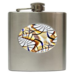 Pattern Fractal Gold Pointed Hip Flask (6 Oz) by Pakrebo