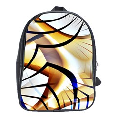 Pattern Fractal Gold Pointed School Bag (xl) by Pakrebo