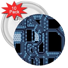 Circuit Pcb Tile Tiling Computer 3  Buttons (10 Pack)  by Pakrebo