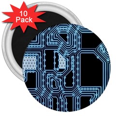 Circuit Pcb Tile Tiling Computer 3  Magnets (10 Pack)  by Pakrebo