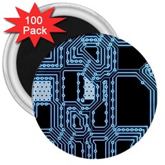 Circuit Pcb Tile Tiling Computer 3  Magnets (100 Pack) by Pakrebo