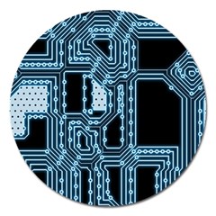 Circuit Pcb Tile Tiling Computer Magnet 5  (round) by Pakrebo