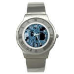 Circuit Pcb Tile Tiling Computer Stainless Steel Watch Front