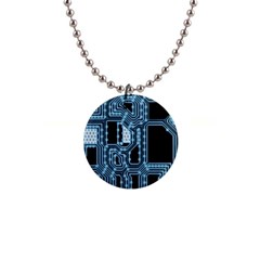 Circuit Pcb Tile Tiling Computer 1  Button Necklace by Pakrebo