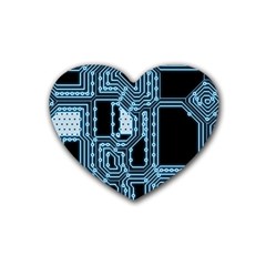 Circuit Pcb Tile Tiling Computer Rubber Coaster (heart)  by Pakrebo