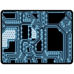 Circuit Pcb Tile Tiling Computer Fleece Blanket (large)  by Pakrebo