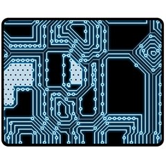 Circuit Pcb Tile Tiling Computer Double Sided Fleece Blanket (medium)  by Pakrebo