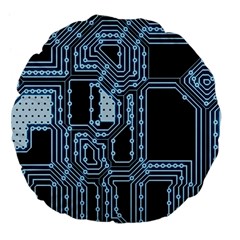 Circuit Pcb Tile Tiling Computer Large 18  Premium Flano Round Cushions by Pakrebo