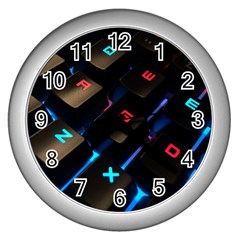 Keyboard Gamer Computer Technology Wall Clock (silver) by Pakrebo