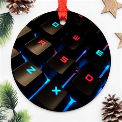 Keyboard Gamer Computer Technology Round Ornament (two Sides) by Pakrebo