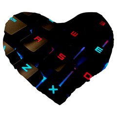 Keyboard Gamer Computer Technology Large 19  Premium Flano Heart Shape Cushions by Pakrebo