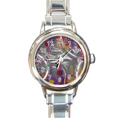 Flora Entwine Fractals Flowers Round Italian Charm Watch by Pakrebo