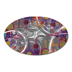 Flora Entwine Fractals Flowers Oval Magnet by Pakrebo