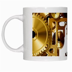 Cogs Gears Tiling Cogwheel White Mugs by Pakrebo