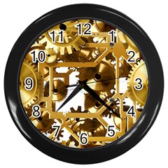 Cogs Gears Tiling Cogwheel Wall Clock (black) by Pakrebo