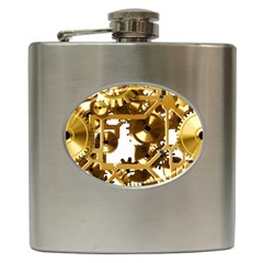 Cogs Gears Tiling Cogwheel Hip Flask (6 Oz) by Pakrebo