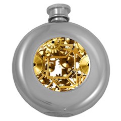 Cogs Gears Tiling Cogwheel Round Hip Flask (5 Oz) by Pakrebo