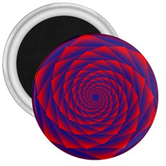 Fractal Rose Blue Red 3  Magnets by Pakrebo