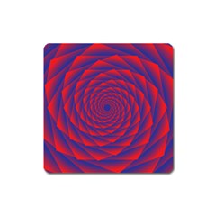 Fractal Rose Blue Red Square Magnet by Pakrebo