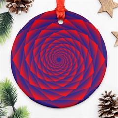 Fractal Rose Blue Red Round Ornament (two Sides) by Pakrebo