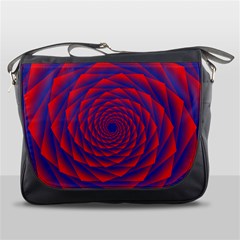 Fractal Rose Blue Red Messenger Bag by Pakrebo