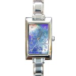 Wonderful Floral Design With Pearls Rectangle Italian Charm Watch Front