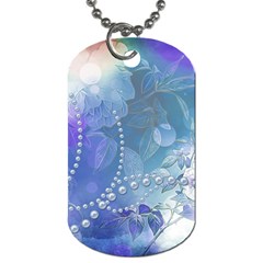 Wonderful Floral Design With Pearls Dog Tag (one Side) by FantasyWorld7