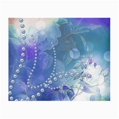 Wonderful Floral Design With Pearls Small Glasses Cloth by FantasyWorld7