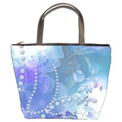 Wonderful Floral Design With Pearls Bucket Bag