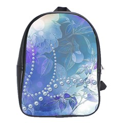 Wonderful Floral Design With Pearls School Bag (xl) by FantasyWorld7