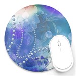 Wonderful Floral Design With Pearls Round Mousepads Front