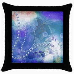 Wonderful Floral Design With Pearls Throw Pillow Case (black) by FantasyWorld7