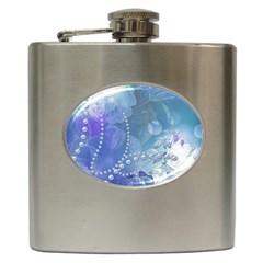 Wonderful Floral Design With Pearls Hip Flask (6 Oz) by FantasyWorld7